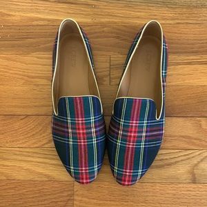 J.Crew plaid 2021 smoking loafer. EUC. Only worn twice. Christmas Holiday Plaid